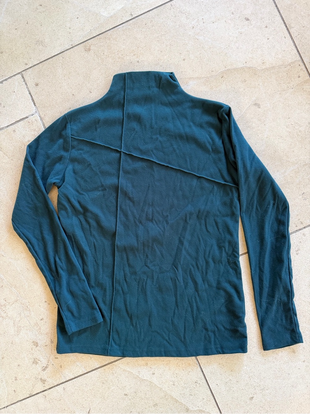 Dark Teal Mousse Long Sleeve Mock Neck Top